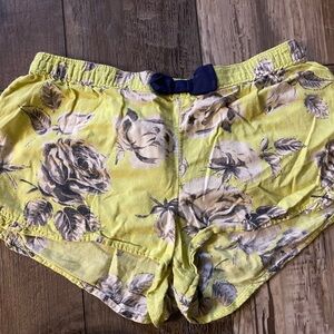 Aerie Yellow Floral Women's Athletic Shorts